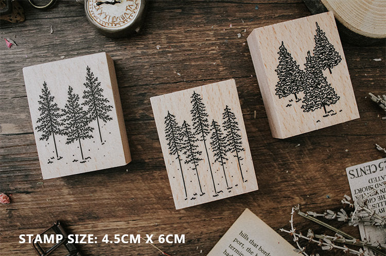 Pine Trees Wooden Stamp Set
