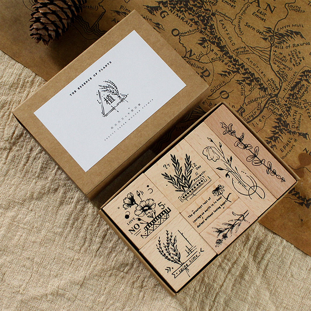 Botanical Motifs Wooden Stamps Set 2