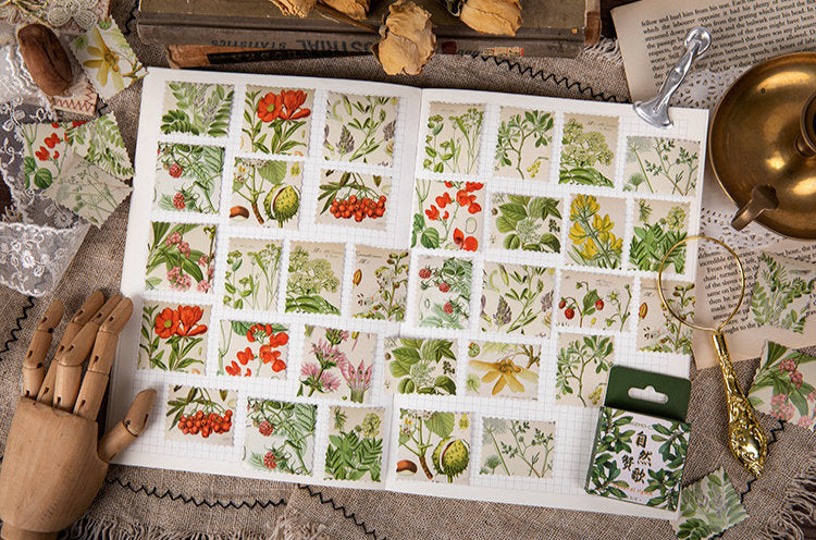 Botanical Illustration Stamps Box Sticker Set