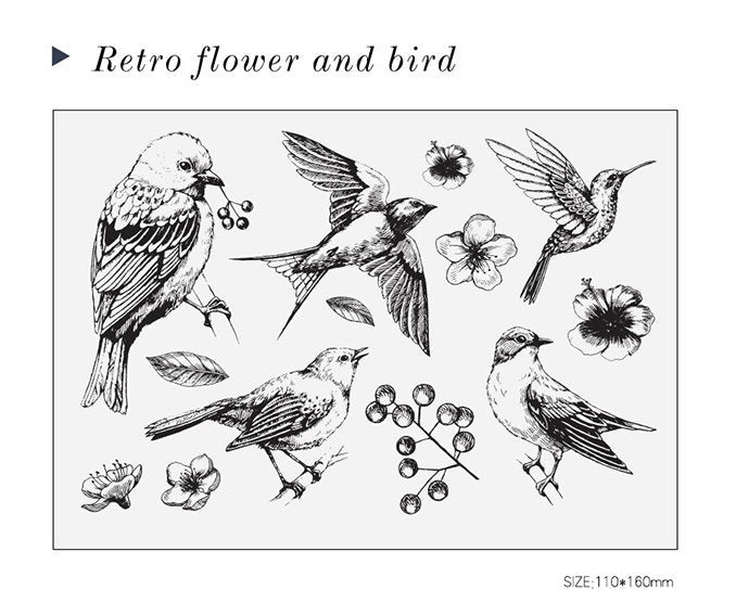 Birds and Flowers Acrylic Stamp Set
