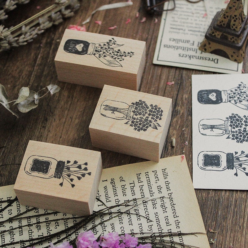 Flower Jars Wooden Stamp Set