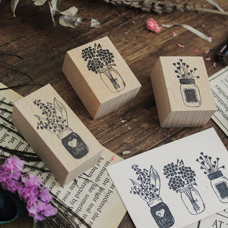 Flower Jars Wooden Stamp Set