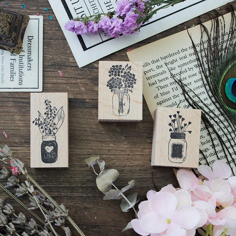 Flower Jars Wooden Stamp Set