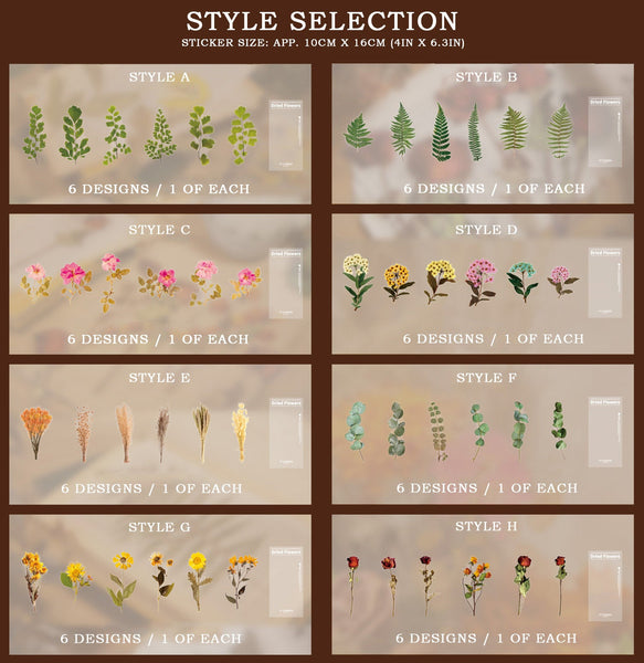 Extra-Large Dried Flowers Clear Stickers