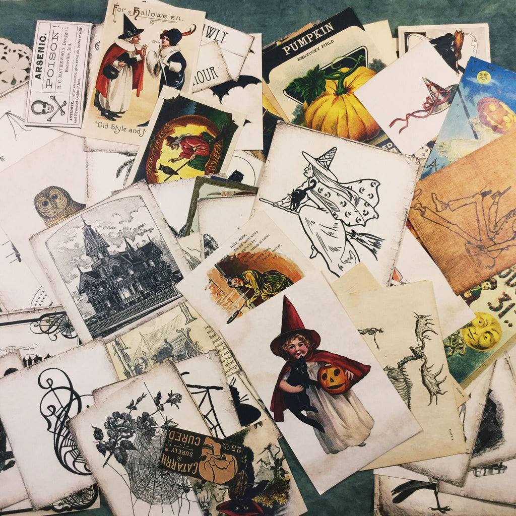 Hand Dyed Halloween Themed Ephemera Kit