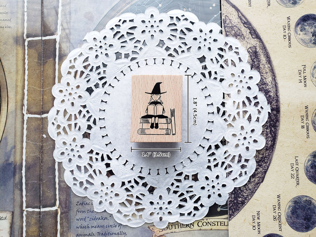Yowoo Studio Rubber Stamp: Little Witch (Reading)