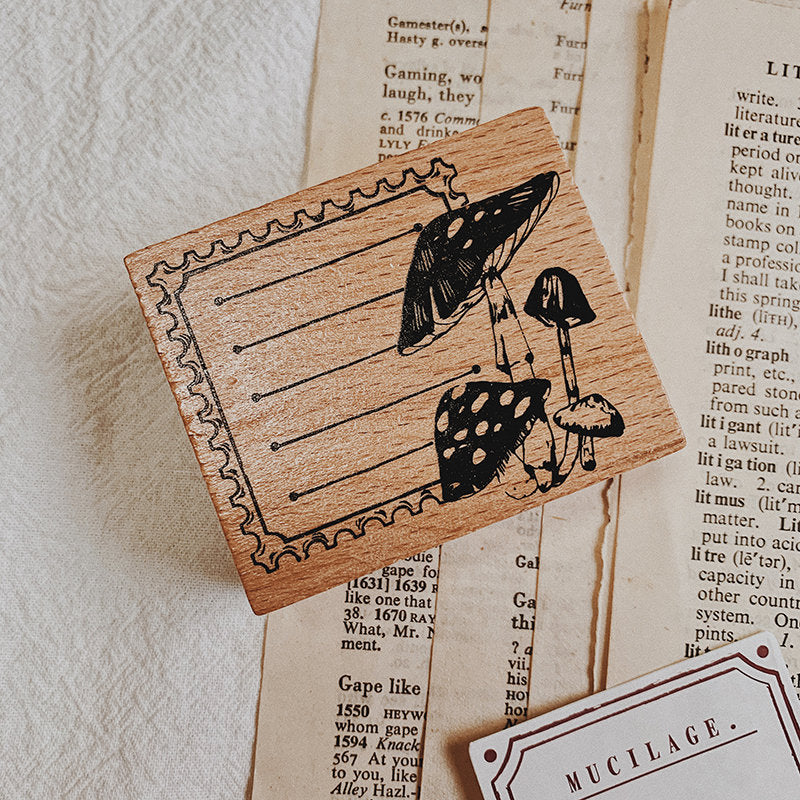 Mushroom Notes Wooden Stamp